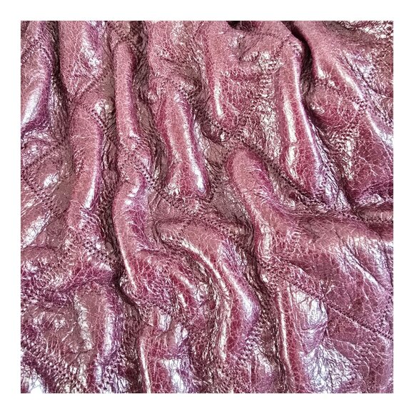 Donald J Pliner Plum/Wine/Burgundy Large Leather Handbag Purse Geometric Pattern - Picture 2 of 15